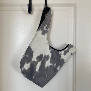 Yaito Silver Cow Suede Knot Bag